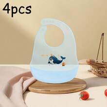 4/3/2/1 件套升级版婴儿硅胶围兜，婴儿喂食围兜，口水巾，轻便围兜，适合 0-3 岁男孩女孩，可爱印花围兜 - 多色-均碼 - 查看 20