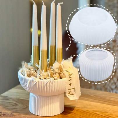 Striped Circle Bowl And Candle Cup Silicone Mold, Cement And Resin Home Decor Craft, Craft Silicone Mold