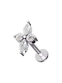 CatDObo 1Pc G23 Titanium Labret Ear Tragus Earring Stud Internally Threaded Zirconia Lip Rings Cartilage Helix Piercing Body Jewelry 16G