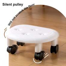 1 pièce Tabouret mobile bas avec roulettes pivotantes - Repose-pieds en plastique sans formaldéhyde pour la maison, le salon, la chambre - Pouf rond multifonctions confortable, outil et accessoire, sans odeur