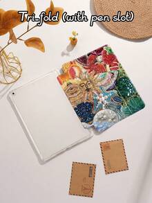 珍珠刺绣奇幻世界太阳水果图案平板电脑保护壳，兼容 iPad 9.7/10.2/10.5/10.9/12.9/Pro 11 第 10 代，兼容三星 Galaxy Tab S6 Lite 10.4 英寸，兼容 Kindle Paperwhite 第 12 代 2024，Kindle（第 11 代）2022 年发布，柔软防摔保护，智能支架/自动唤醒/睡眠