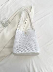 Summer Beach Bag, Hollow Mesh Beach Tote, Holiday Storage Bag, Net Shoulder Bag, Ladies Handbag