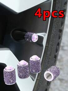 4pcs/Set Sparkling Tire Valve Caps, Handmade Crystal Tire Caps, Universal Car Tire Valve Caps With Shiny Rhinestones For Cars, SUVs, Motorcycles, Bicycles, Trucks