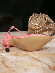 Nowe francuskie buty damskie na wysokim obcasie ze spiczastym noskiem, seksowne eleganckie buty wizytowe dla kobiet na wesele - Wyrazisty róż - Zobacz 7