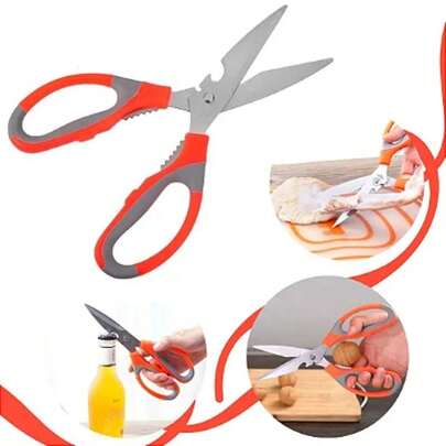 Tesoura De Cozinha Multiuso para aves, carnes, abridor de lata e quebra-nozes