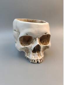 1 Stück abstrakte Schädel Blumentopf, kreative Horror Skulptur Blumenvase, individuelle Vase, Schädel Kunst Harz Vase Tischdekoration Zuhause, Wohnzimmer Deko Geschenk Vase, Halloween Zimmer Gothic Dekoration, Blumenvase, Blumentopf, Tischmittelpunkt, Pflanztopf, Blumenvasen