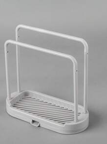 1 Stück grauer Küchenspülen Regal Tablett Organizer Stand, rostfreies Küchentheken-Spülzubehör, für Schwamm, Geschirrtuch, Lappen, Bürste, Scheuerschwamm Aufbewahrungshalter.