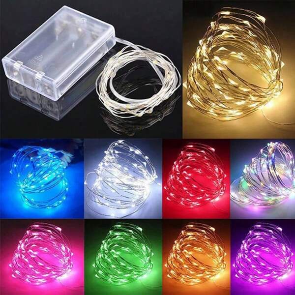 1 PAQUETE de luces de hadas con cable de cobre, luces decorativas alimentadas por batería (batería no incluida) de 3/5/10/20M para el hogar, dormitorio, jardín, patio, árbol, boda, fiesta, festival