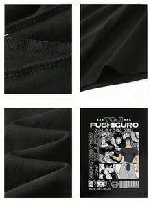 1pcs Cool Anime Graphic Printed Men's Tank Tops Summer Muscle Tank Tops 100% Pure Cotton Ideal Choice For Gym Workout And Casual Wear - Black - View 3