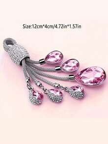 1 pièce Porte-clés de voiture à effet cristal réfléchissant, décoration de sac, accessoire de clé de voiture, porte-clés scintillant (avec outil d'installation de clé), décoration de sac à dos - Multicolore - Voir 10