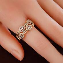 1 Stück verstellbarer geometrischer Hexagon Design Cubic Zirkonia Ring für Frauen