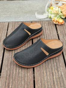 Women's Platform Chunky Heel Sandals, Closed Toe Summer Ladies Slides, Casual Elegant Wedge Slippers, Suitable For Vacation, Beach, Date, Shopping, Party, Pool Party
