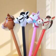 1 pieza Globo inflable con cabeza de caballo de 37 pulgadas, material de PVC, decoración para fiesta con temática del oeste vaquero, regalo de cumpleaños de animales de granja - Rosa - Ver 1