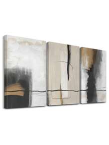 3 piezas Decoración de pared abstracta moderna y neutra, Pósteres de impresión nórdica abstracta, Pinturas de arte en lienzo, Pinceladas minimalistas Dibujo de línea moderno, Obra de arte decorativa, Artes de pared, Pinturas clásicas, Estética de habitación, Decoración del hogar, Regalo ideal, Marco opcional