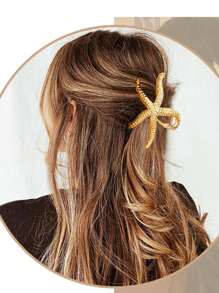 1 Stück elegante Mode Damen Haarspange mit Seestern Dekor, Metall in Gold, geeignet für Zuhause und Reise-Haarstyling, Geschenk für Damen Haarspangen, Haarklemmen, Haarklammern, Haargreifer