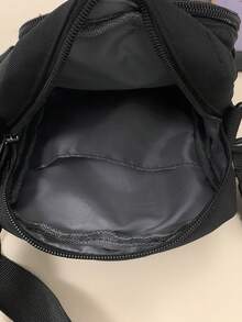 1pc Men's Shoulder Bag Shoulder Bag Shoulder Strap Adjustable Zipper Portable Black Solid Color Polyester Simple Leisure Fashion Travel To Work Travel Business School Student Men's Shoulder Bag Canvas Tote Bag Camera Bag Side Bag Pouch Festival Phone Bag - Black - View 4