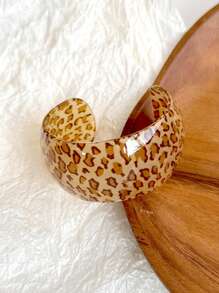 Kreisförmiges geometrisches Halo-Armband aus Harz, personalisierter und nischenhafter Leoparden-Muster offenem Ring-Armband, modisches Armband im europäischen und amerikanischen Stil aus Harz