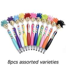 2-In-1 Plush Smiling Face Rainbow Tie Ballpoint Pen, Multi-Color Touch Screen Pen, Suitable For Creative Gifts In Offices And Schools, School Supplies,Back To School