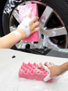 1pc Wave Shaped Car Wash Sponge Block, High Density Auto Detailing Polishing Honeycomb Car Washing Sponge, Powerful Cleaning