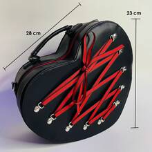 Bolso en forma de corazón diseño corsette variedad de colores asa de mano y correa ajustable bolso femenino juvenil moda casual accesorios originales ideal para salir y eventos especiales - Rojo - Ver 3
