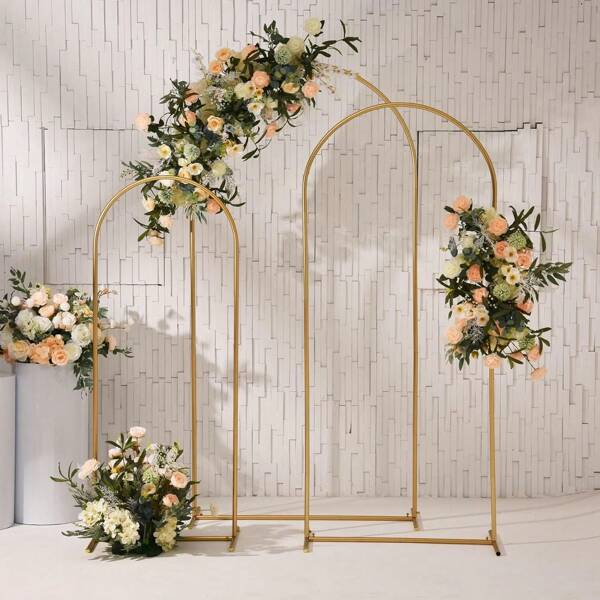 Gold Metal Arch Backdrop Stand Set,Arched Door Frame 4FT/5FT/6FT/6.5FT/7.2FT Height Wedding Parties Birthday Graduation Anniversary Celebration Opening Ceremony And Other Indoor Outdoor Decoration