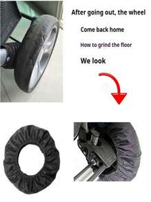 2pcs/1set Baby Stroller Wheel Covers, Large Universal Baby Stroller Wheel Protectors, Elastic Polyester Dust-Proof Wheel Covers For Outdoor/Rainy Day Use, Clean Indoor Floors, Ideal Thanksgiving & Christmas Gifts