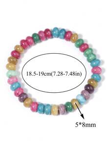 YAUKIA 1pc Elegant Multi-Color Tourmaline Bracelet, Natural Rainbow Tourmaline Gemstone Beads, Hand-Beaded Love Stone, 5*8mm Watermelon Tourmaline Bracelet, Festival Jewelry Gift