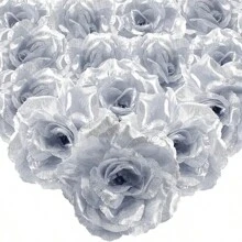 10/15/20/25/30 paquets de têtes de fleurs de rose artificielles, têtes de fleurs de roses en soie de 3,5 pouces en vrac, têtes de fleurs en faux or pour centres de table, murs de fleurs, artisanat DIY, bouquets de mariage, fête