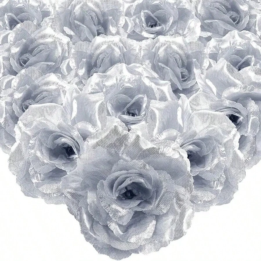 10/15/20/25/30 paquets de têtes de fleurs de rose artificielles, têtes de fleurs de roses en soie de 3,5 pouces en vrac, têtes de fleurs en faux or pour centres de table, murs de fleurs, artisanat DIY, bouquets de mariage, fête