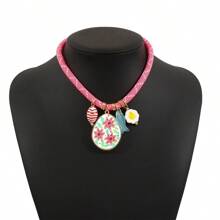 Mydear 1 pieza Collar colgante con flores y coral rojo de estilo bohemio y elementos múltiples, adecuado para que las mujeres lo usen en la playa y en resorts de verano