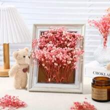 Set da 75 pezzi Gypsophila (5 mazzi, 15 cm) di colore rosa sempre verde, adatto per composizioni in vaso, foto, matrimonio, Natale, San Valentino, DIY, scatole regalo, decorazione di cartoline, spille, collane, candele, festa di nascità, decorazione in stile rustico, steli pieghevoli