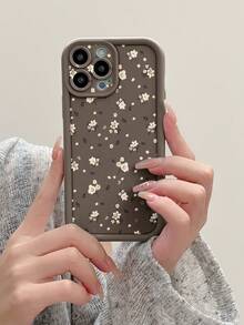 1 Ốp lưng điện thoại chống trầy xước bảo vệ ống kính máy ảnh họa tiết hoa nhỏ tối giản màu nâu tương thích với Apple///Redmi/Infinix/Vivo chống nước, chống sốc, chống rơi - màu nâu - Xem 3