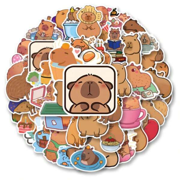 50 piezas de pegatinas lindas de capibara, pegatinas de animales, pegatinas de grafiti, regalos de capibara, artículos de capibara, pegatinas de papelería, pegatinas de vinilo resistentes al agua para diarios, computadoras, scrapbooks, equipaje, botellas de agua, teléfonos