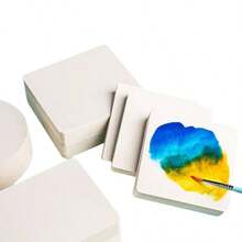 20张小号水彩纸，300克水彩卡 - 10x10厘米（4x4英寸）/ 10x15厘米（4x6英寸）/ 12x12厘米（4.72x4.72英寸）/ 圆形12x12厘米（4.72x4.72英寸），空白卡片，适用于水彩画、邀请函和手工制作 - 无酸厚纸，返校季文具用品 - 白色 - 查看 6