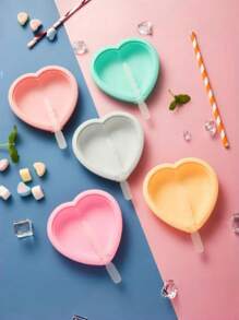 1 Stück herzförmige Silikon-Eis-am-Stiel-Form mit Deckel, Mini rosa Eis-am-Stiel-Hersteller, DIY Eiscreme-Form, Sommer-Küchenhelfer