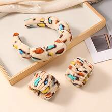 3件套海绵头带带腕带套装适用于洗脸宽垫头带护肤卸妆沐浴女士女孩SPA洗脸头带女式SPA发带套装发箍 - 彩色 - 查看 6