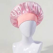 1pc Solid Color Wide Brim Satin Sleep Cap, Fashionable Hair Care Hat For Women Boy Valentine Heart Women's Valentine
