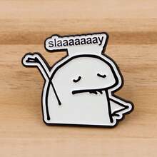 1 件西班牙格言珐琅胸针，独特的翻领别针徽章 - 可爱的包袋和服装配饰学校办公室配饰衬衫夹克珠宝圣诞节万圣节衣服别针有趣可爱的教师礼物 - 黑色 - 查看 2