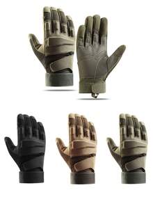 1 双男士全指手套，户外训练防滑骑行手套，冬季暖手器 - 彩色 - 查看 2