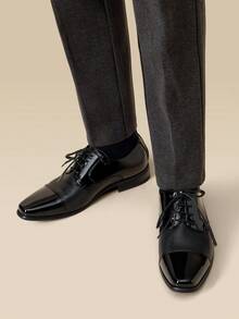 Men's Oxfords Lace-Up Comfortable Fashion Shoes For Wedding Office Work Valentines - Black - View 3