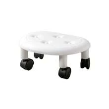 1 pièce Tabouret mobile bas avec roulettes pivotantes - Repose-pieds en plastique sans formaldéhyde pour la maison, le salon, la chambre - Pouf rond multifonctions confortable, outil et accessoire, sans odeur