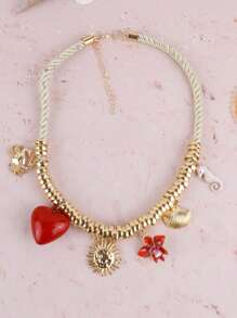 Collar multicapa para mujer - Presenta diseños de cangrejo, corazón, floral, sol, concha, caballito de mar, con estilo de playa/resort elegante y versátil