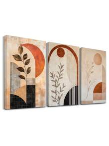3 pièces Arts muraux classiques, Arts muraux élégants, Impression sur canevas abstraite, Impression sur canevas moderne, Peintures minimalistes, Affiche de feuille, Peintures classiques, œuvre d'art, Peinture, Décoration de maison, Esthétique de la pièce, Affiches, Cadeaux, Cadre en option