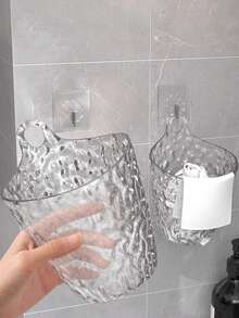 2个/1个悬挂式收纳盒，迷你冰川图案收纳盒，壁挂式浴室收纳盒，学生桌面笔筒，化妆刷收纳桶，眉笔收纳桶，湿巾和化妆湿巾收纳盒，口红收纳盒；粉扑和化妆蛋收纳盒；化妆品分类盒，适用于浴室、校园宿舍、卧室 - 彩色 - 查看 3