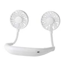 Ventilador de verano portátil, ventilador refrigerado, ventilador de cuello con manos libres, ventilador colgante recargable por USB de 1200 mAh, mini ventilador deportivo con 3 velocidades ajustables, ventilador doble para el hogar y la oficina