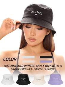 1pc Unisex Embroidered Letter Bucket Hat, Adjustable Outdoor Leisure Hat, Suitable For Spring And Autumn Travel Beach Vacation, Men's Sun Hat In Y2K Style