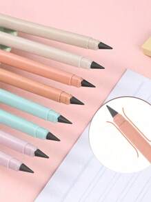 6pcs Creative Black Tech No-Need-Sharpening Everlasting Pencil, Ink-Free For Students, Drawing, School And Office Supplies (Random Color) Back To School