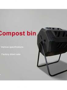 Compost Tumbler - Durable Black Plastic Garden Compost Bin With Ventilation Holes, Ergonomic Handle And Sturdy Legs, For Outdoor Yard Waste, Kitchen Scraps And Decaying Leaves - High Quality Organic Fertilizer Maker