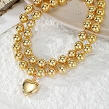 2 Stücke Goldenes Herzketten Set für Frauen, Tagesbedarf