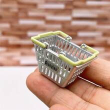 1 pieza Cesta de la compra en miniatura simulada para casa de muñecas, modelo de escena micro DIY de cocina